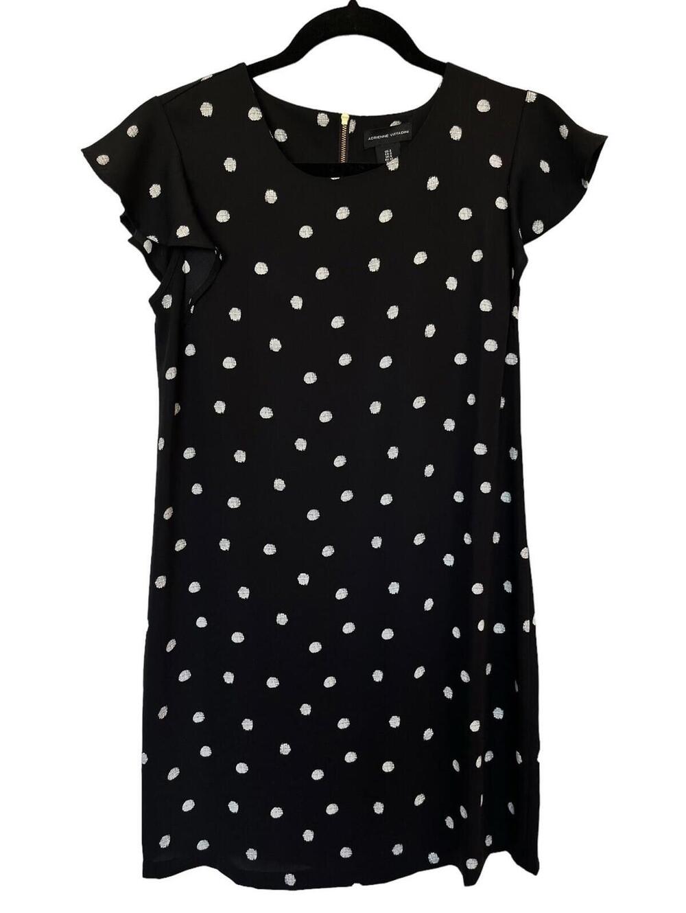 Adrienne Vittadini Dress cap sleeve Black and White Polka Dot Size 2 1662.3